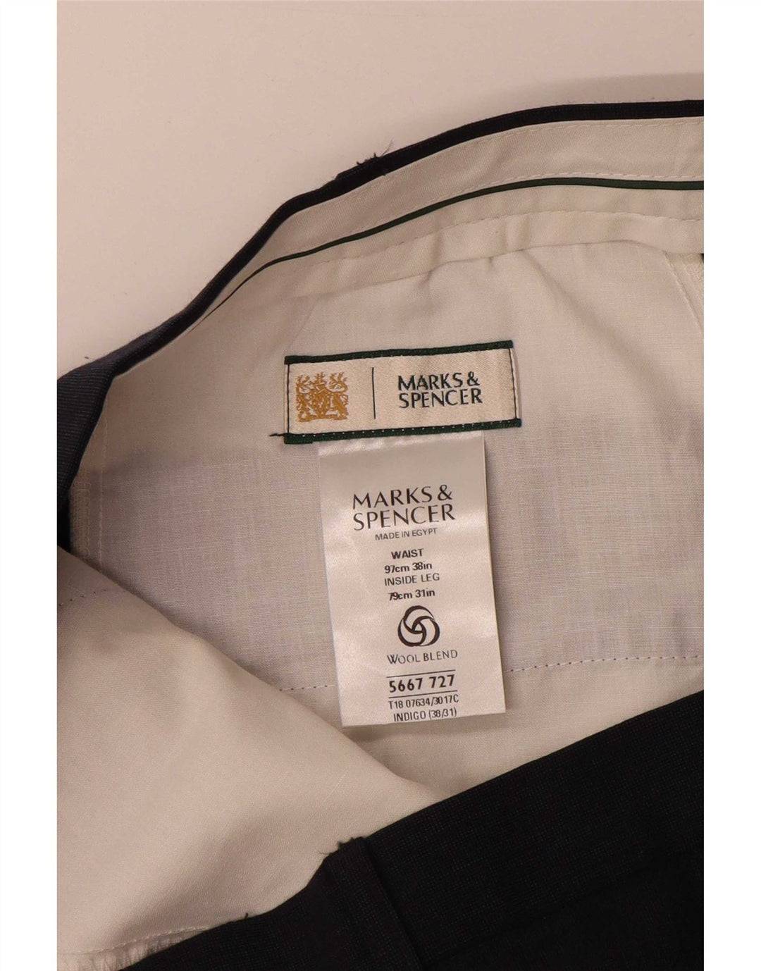Marks & Spencer Straight Suit Bukser til mænd W38 L31 Marineblå polyester