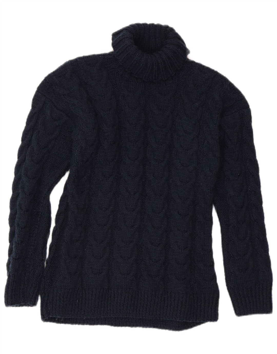 Vintage Dame Roll Neck Jumper Sweater UK 16 Large Navy Blue