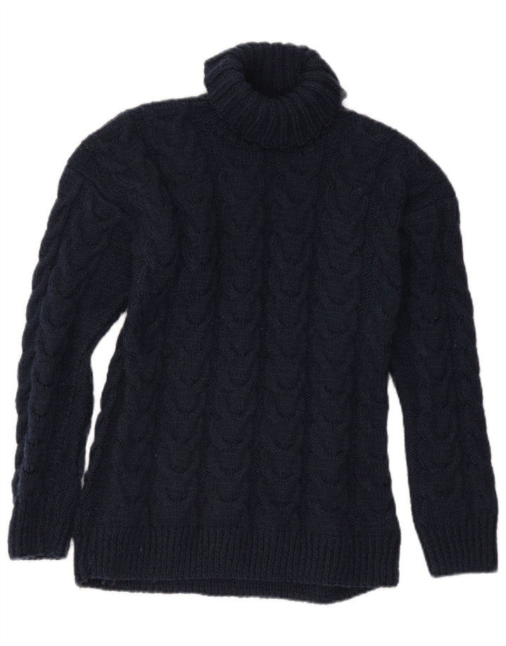 Vintage Dame Roll Neck Jumper Sweater UK 16 Large Navy Blue