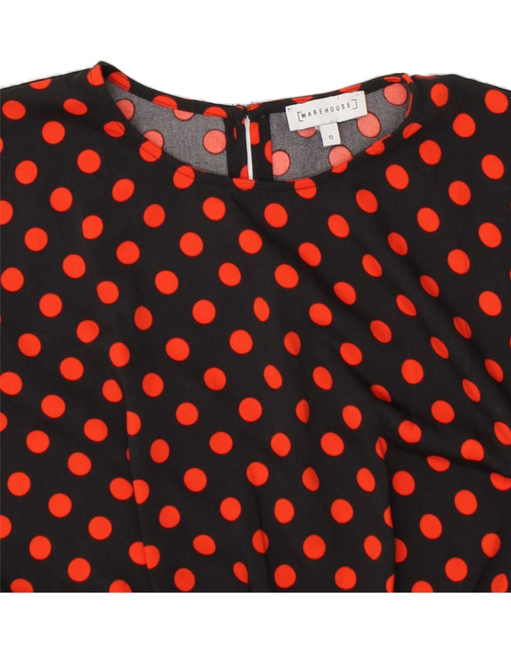 WAREHOUSE Womens A-Line Dress UK 12 Medium  Black Polka Dot Polyester Vintage Warehouse and Second-Hand Warehouse from Messina Hembry 