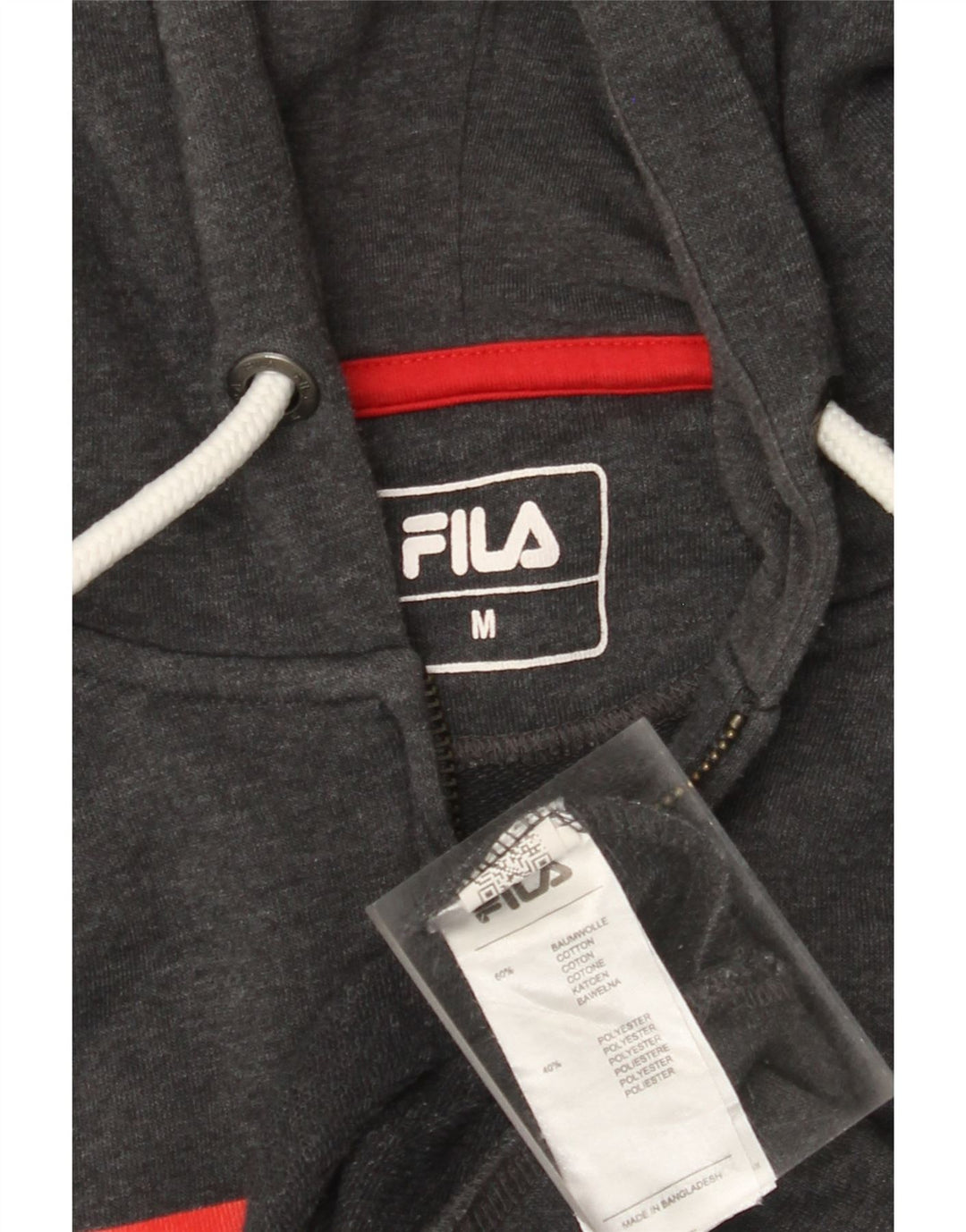 Fila Dame Grafisk Hættetrøje Sweater UK 12 Medium Grey Bomuld