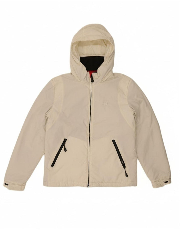 SERGIO TACCHINI Womens Hooded Padded Jacket IT 44 Medium White Polyamide