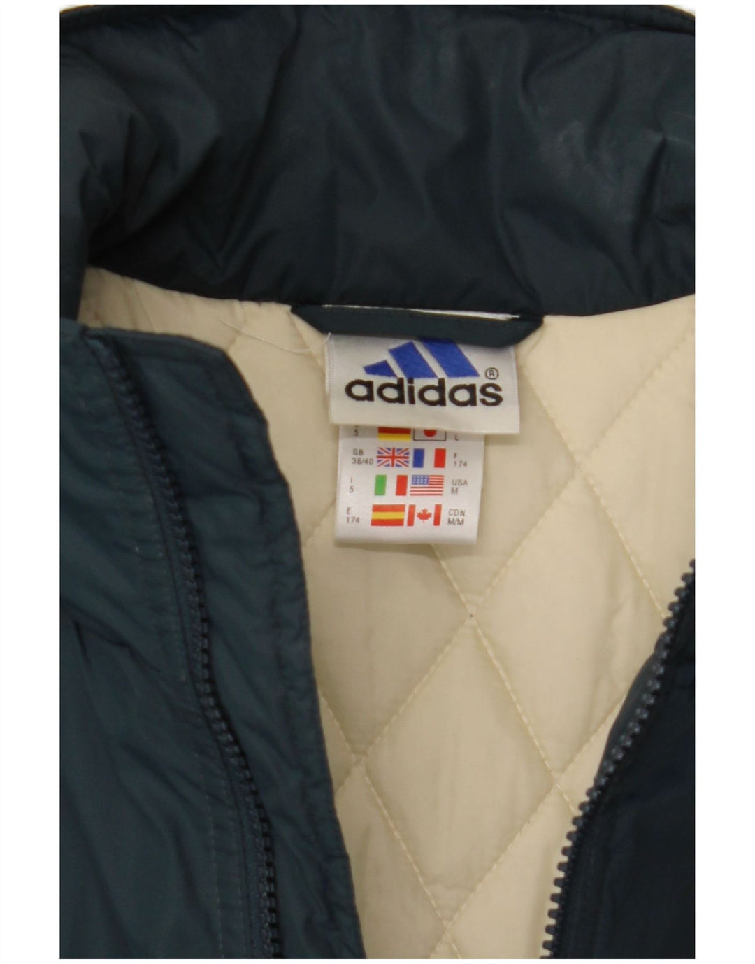 Adidas Polstret Herrejakke UK 38/40 Medium Navy Blue Nylon