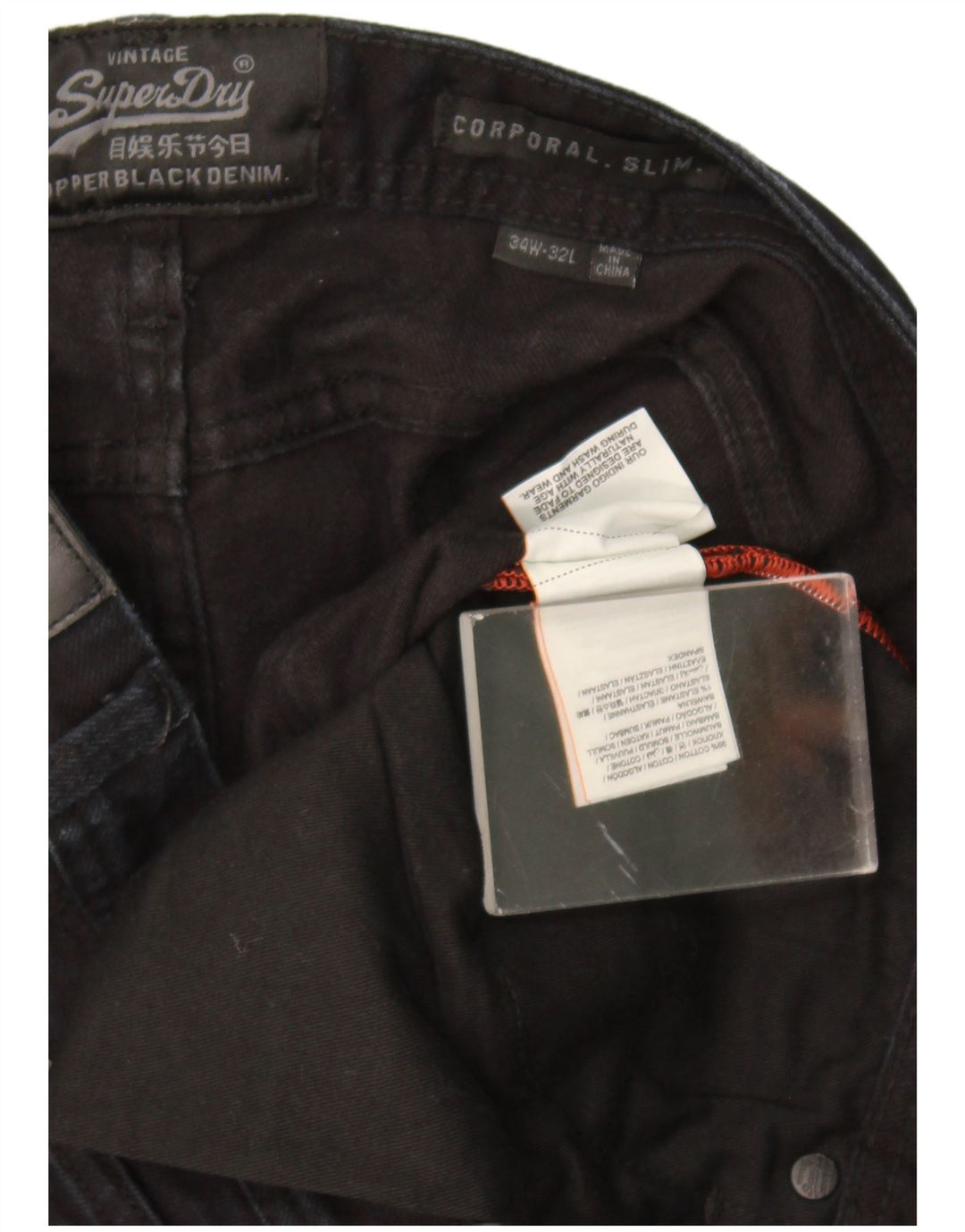 Superdry Herre Corporal Slim Jeans W34 L32 sort bomuld