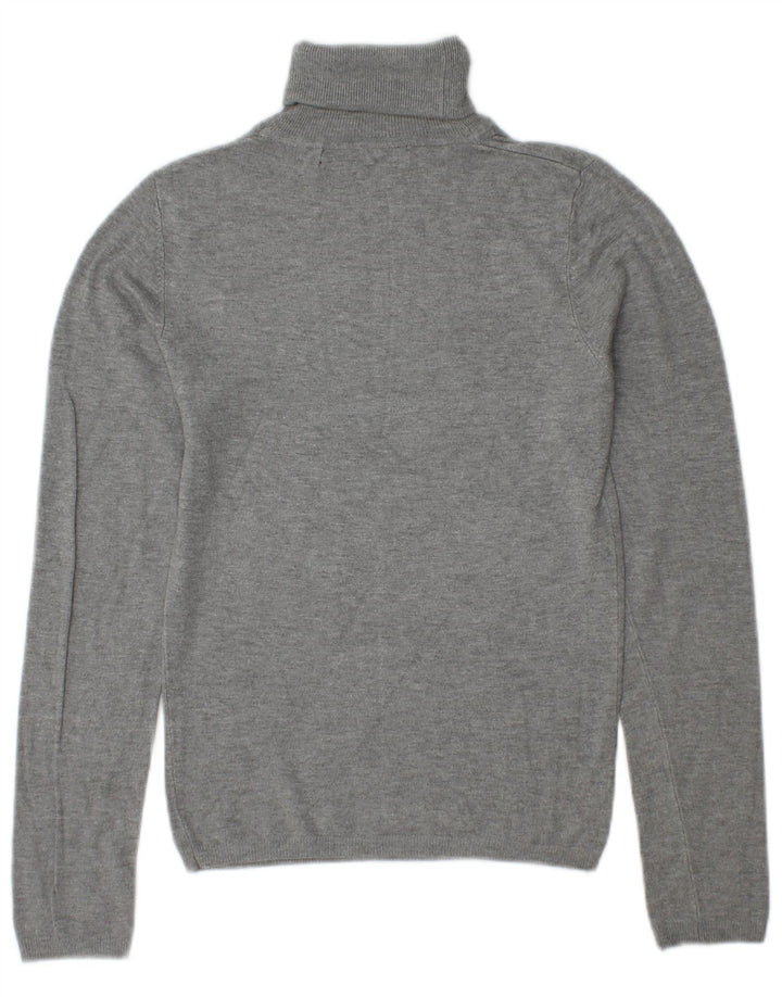 Zara Dame Rullehals Sweater UK 10 Small Grey Rayon
