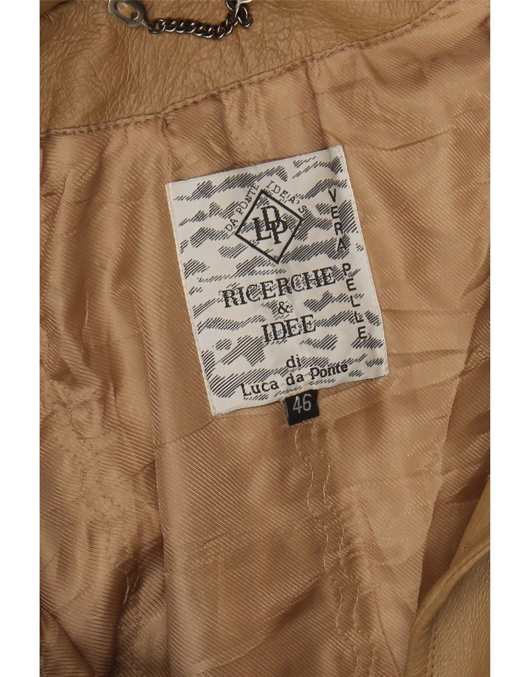 VINTAGE Oversized læderfrakke med hætte til kvinder IT 46 Stort brunt læder