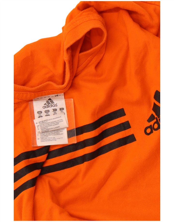 ADIDAS Mens T-Shirt Top 2XL Orange Cotton