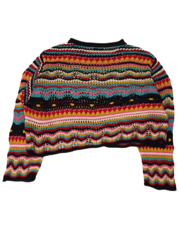 Zara Dame Boat Neck Jumper Sweater UK 14 Medium Flerfarvet Stribet