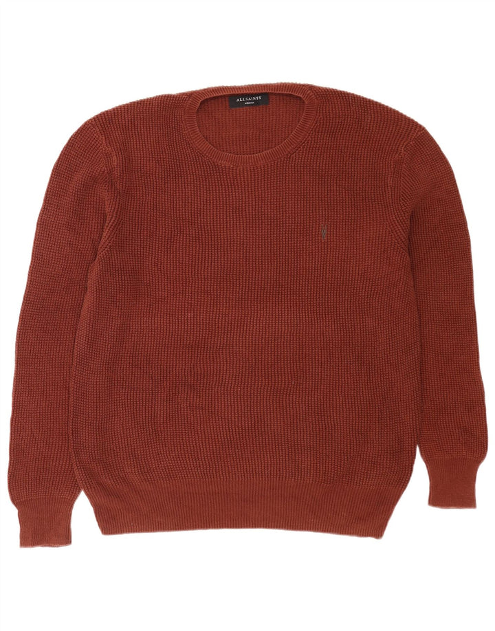 All Saints Herre Crew Neck Jumper Sweater Medium Brun Bomuld