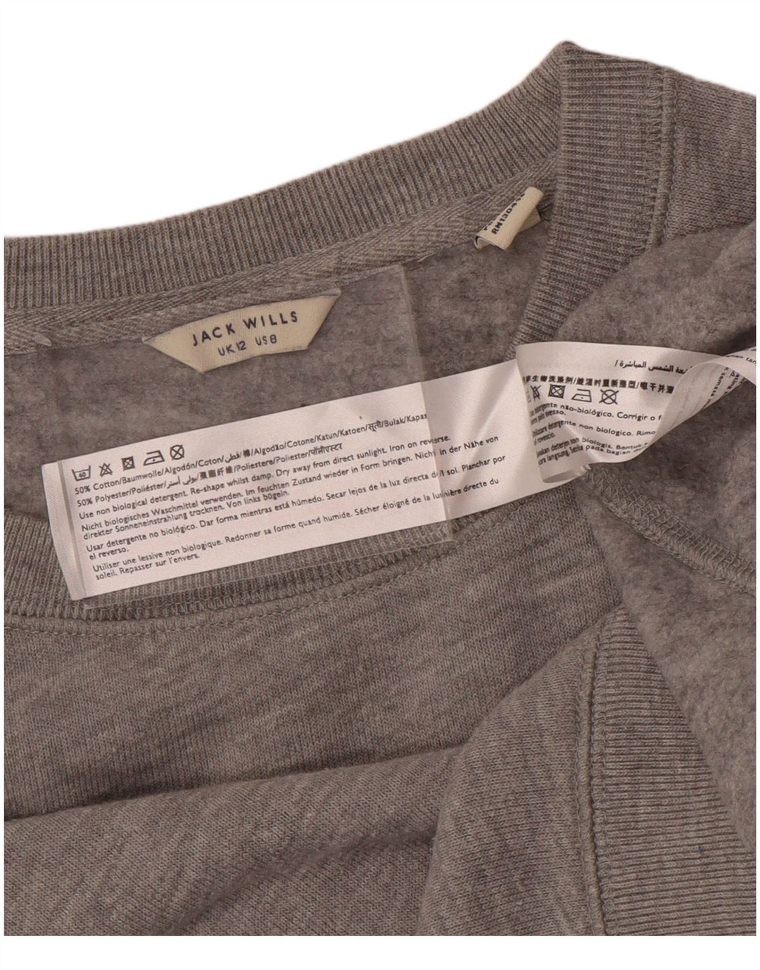 Jack Wills Dame Sweatshirt Jumper UK 12 Medium Grey Flecked Bomuld