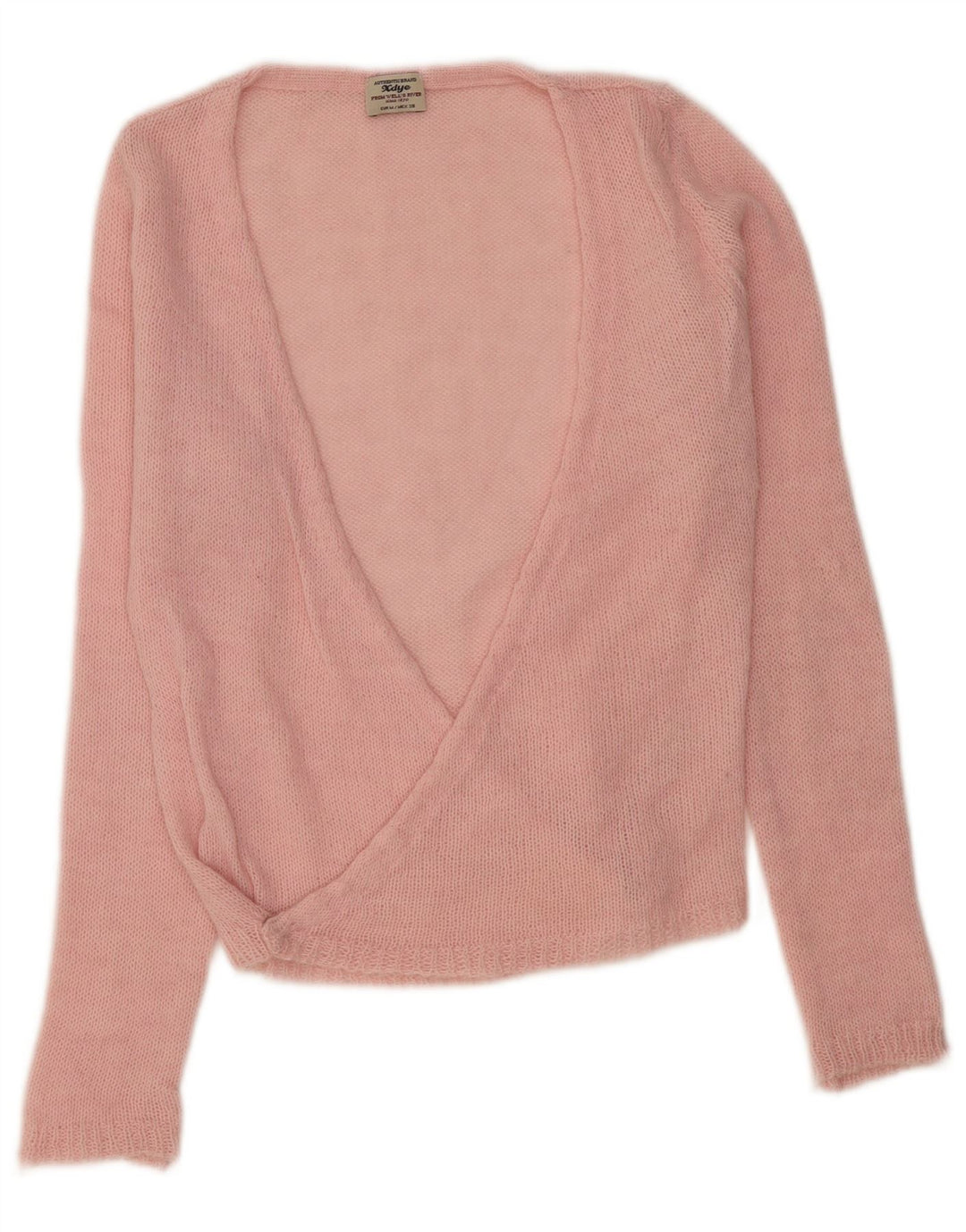 Vintage Dame V-hals sweater UK 12 Medium Pink