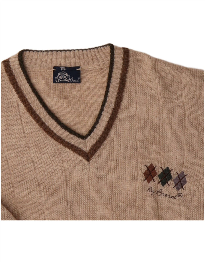 BRESCI Herre V-hals sweater XL Beige Akryl