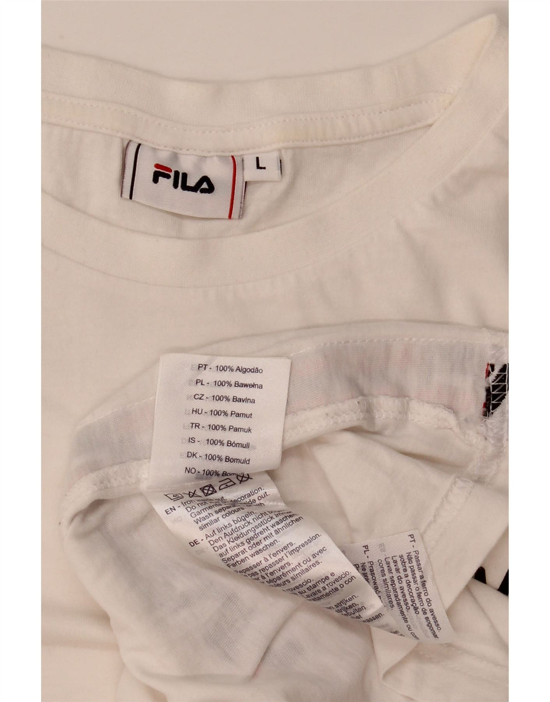 Fila Herre Grafisk T-Shirt Top Stor Hvid Bomuld