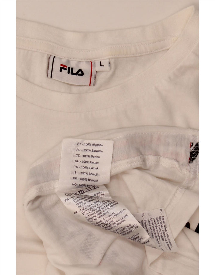 Fila Herre Grafisk T-Shirt Top Stor Hvid Bomuld