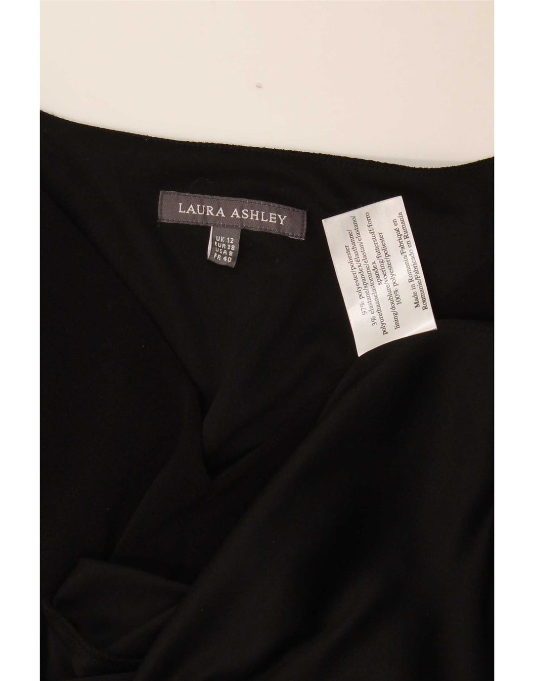 Laura Ashley Dame 3/4 ærmet A-line Kjole UK 12 Medium Sort Polyester
