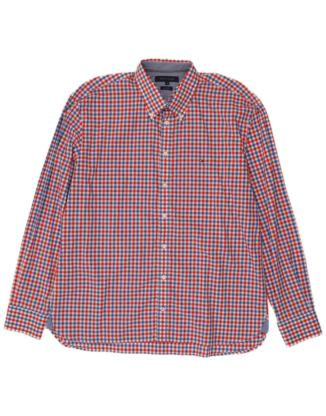 Tommy Hilfiger Herre Custom Fit skjorte 2XL Rød Gingham Bomuld
