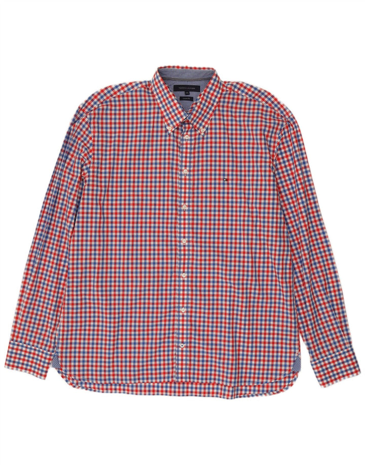 Tommy Hilfiger Herre Custom Fit skjorte 2XL Rød Gingham Bomuld