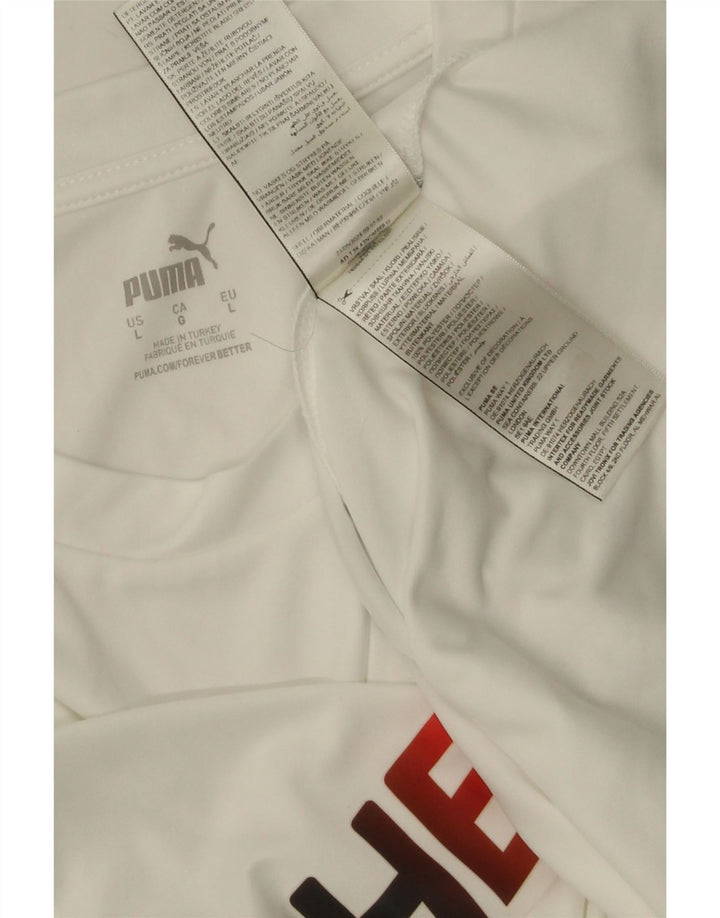 Puma Herre Deutshland Grafisk T-Shirt Top Stor Hvid Polyester