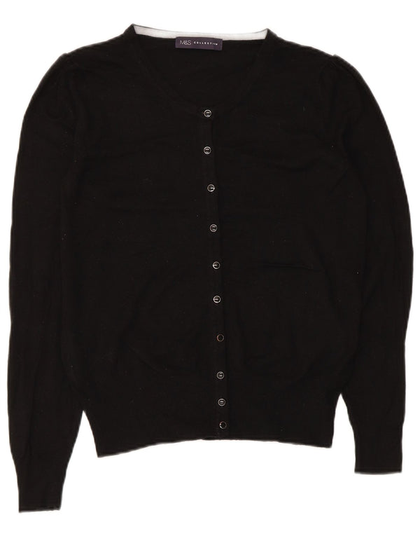 Zara Dame Cardigan Sweater UK 8 Small Black Viscose