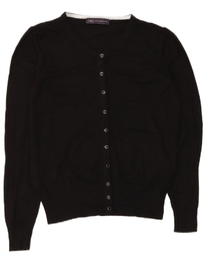 Zara Dame Cardigan Sweater UK 8 Small Black Viscose
