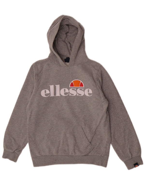 Ellesse drenge grafisk hættetrøje 12-13 år grå flækket bomuld