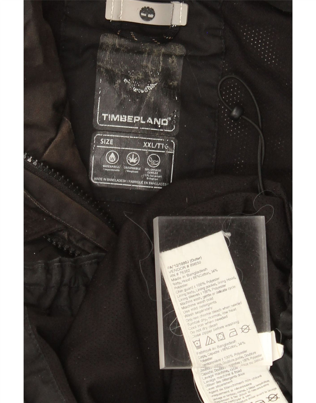 Timberland Herre Windbreaker Jacket UK 44 2XL Sort Bomuld