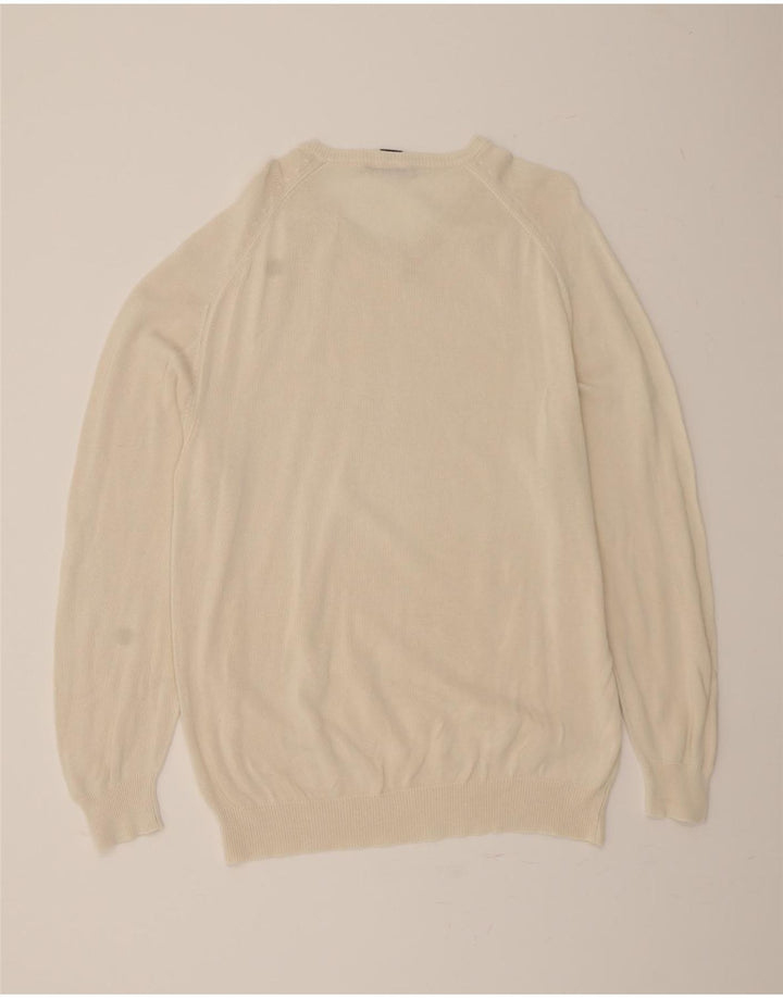 MARLBORO CLASSICS Mens V-Neck Jumper Sweater XL Off White Cotton Vintage Marlboro Classics and Second-Hand Marlboro Classics from Messina Hembry 