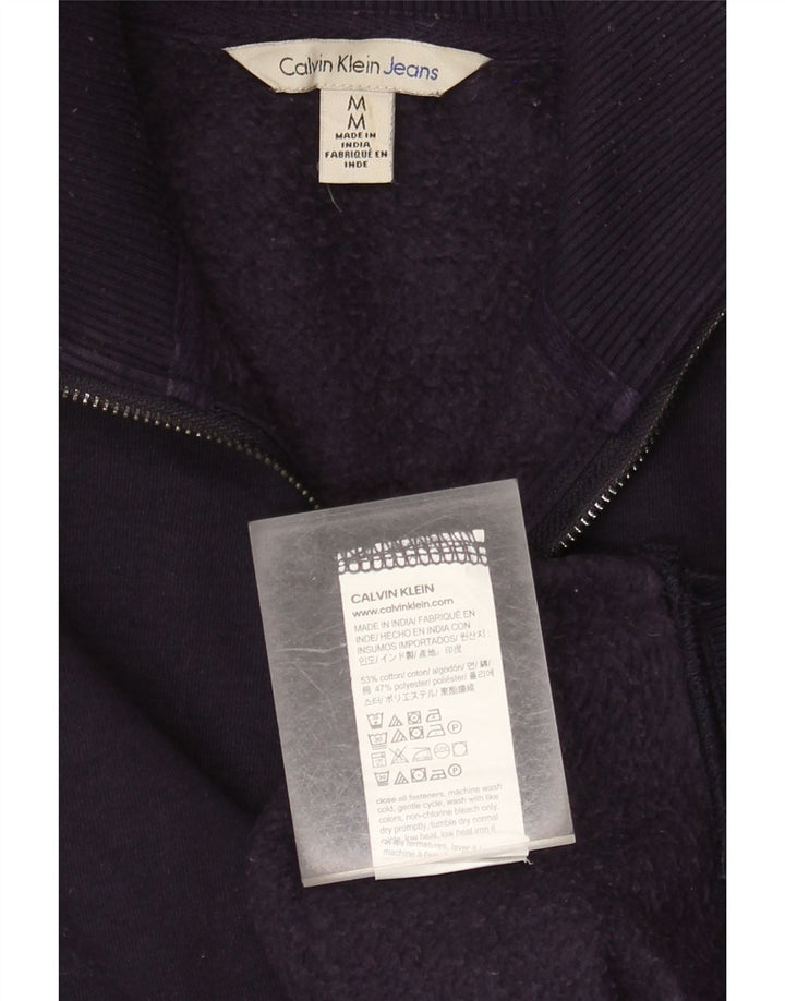 Calvin Klein Jeans Herre Grafisk Zip Neck Sweatshirt Jumper Medium Navy Blue