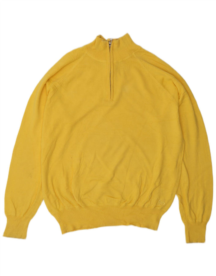 Sergio Tacchini Herre Zip Neck Jumper Sweater Stor Gul Bomuld