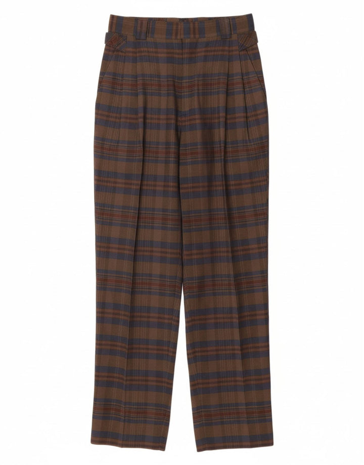 VINTAGE Højtaljede Chinobukser til kvinder IT 44 Medium W26 L29 Brun ternet