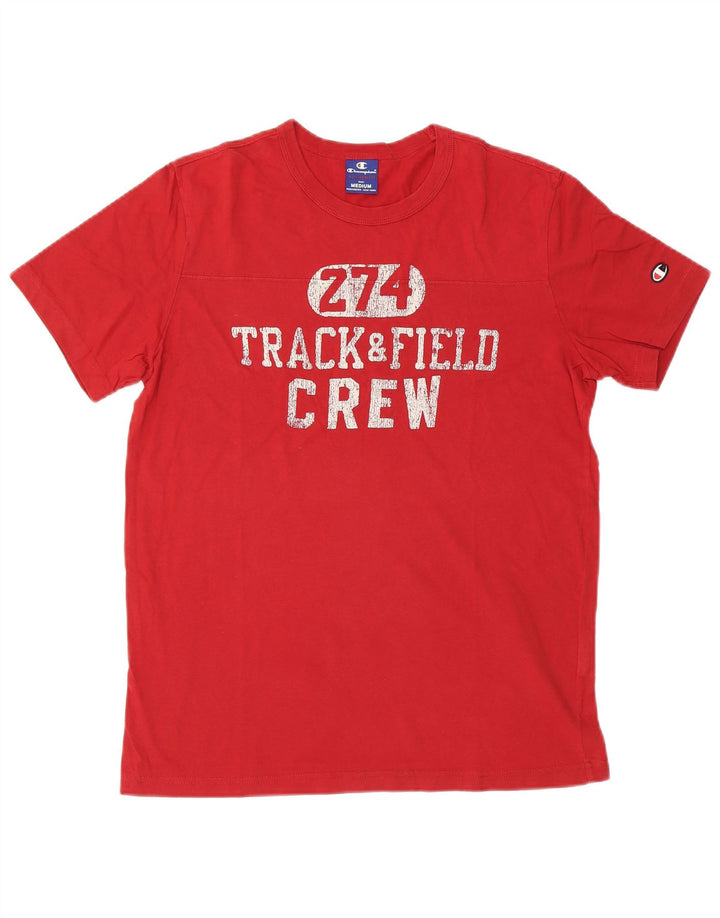 Champion Herre Grafisk T-Shirt Top Medium Rød