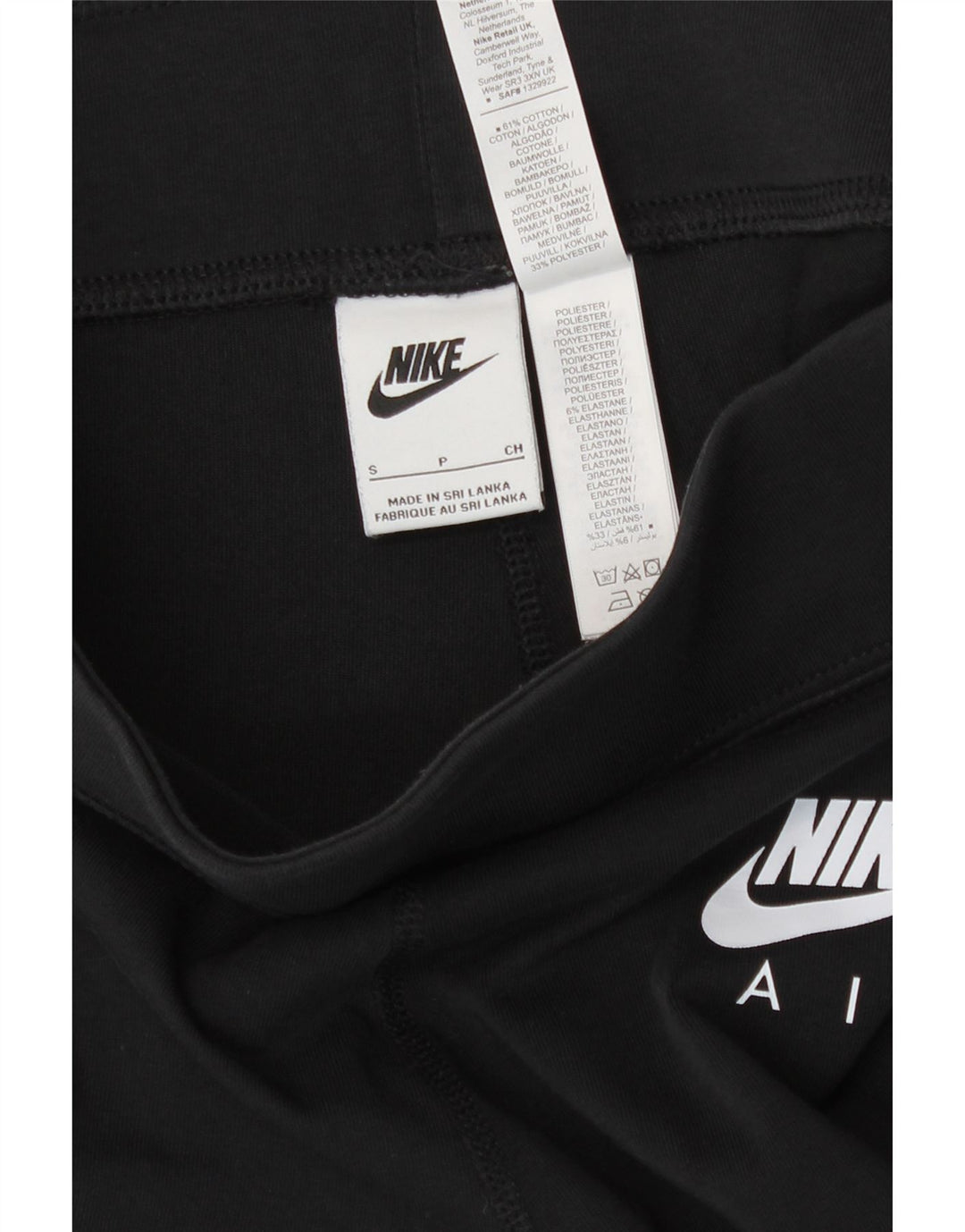 Nike Dame Grafiske Leggings UK 8 Small Black Colourblock Bomuld