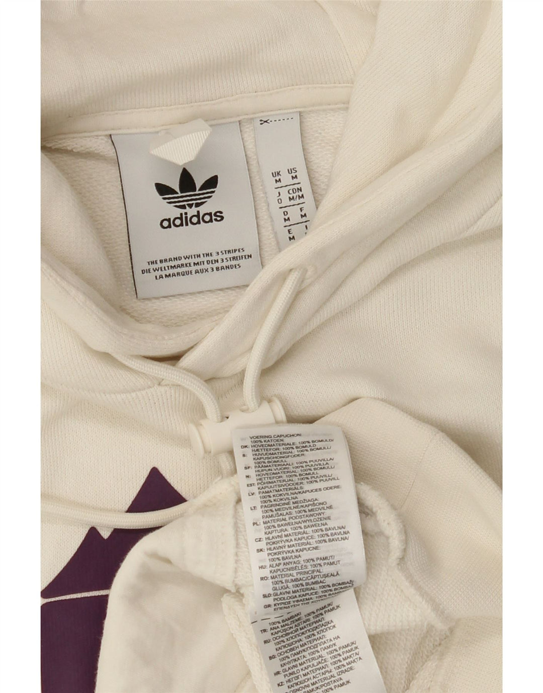 ADIDAS Mens Graphic Hoodie Jumper Medium White Cotton Vintage Adidas and Second-Hand Adidas from Messina Hembry 