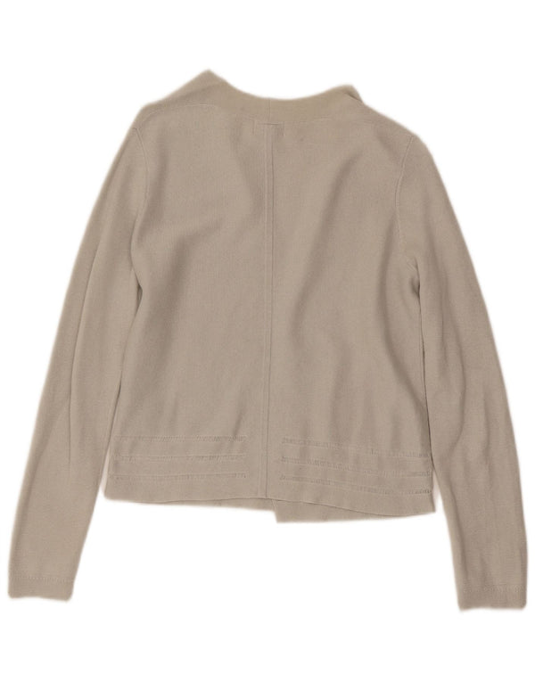 Jigsaw Womens Crop Open Cardigan Sweater UK 10 Small Grey Bomuld