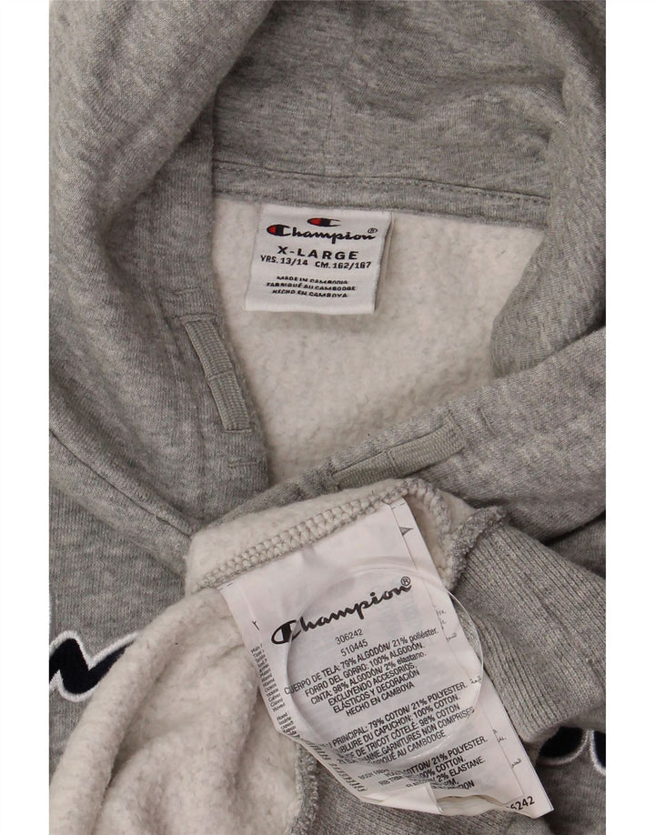 CHAMPION Grafisk hættetrøje til drenge 13-14 år XL Grå bomuld