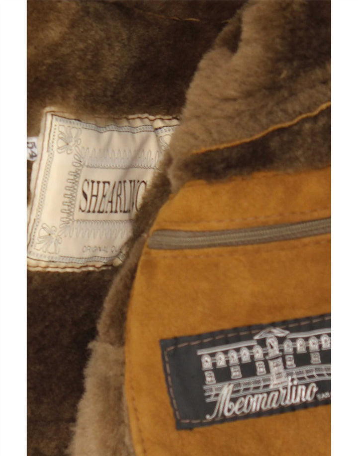Vintage Herre Shearling Overfrakke IT 54 2XL Beige Shearling