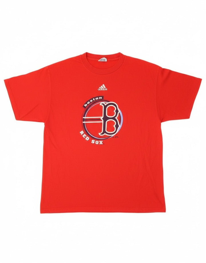 Adidas Herre Boston Red Sox Grafisk T-Shirt Top Stor Rød