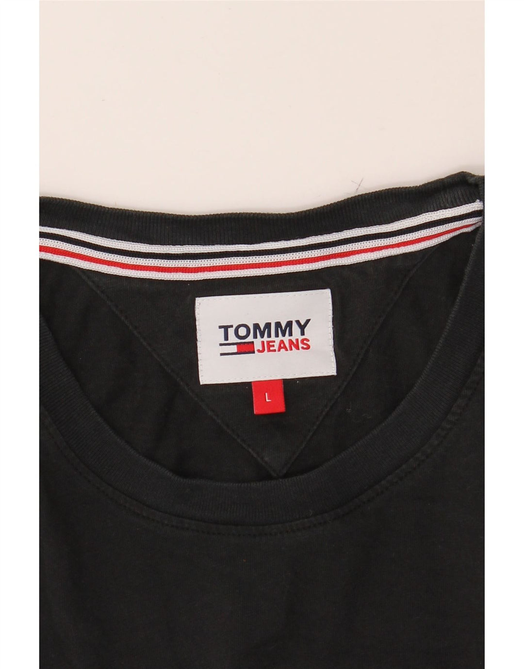 TOMMY HILFIGER Mens T-Shirt Top Large Black Cotton Vintage Tommy Hilfiger and Second-Hand Tommy Hilfiger from Messina Hembry 