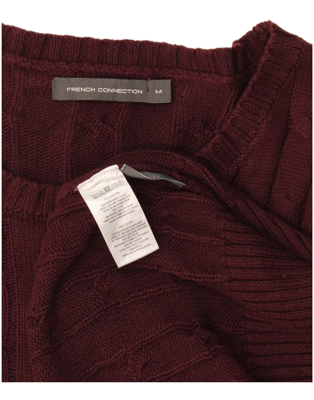 French Connection Herre Crew Neck Jumper Sweater Medium Bourgogne bomuld