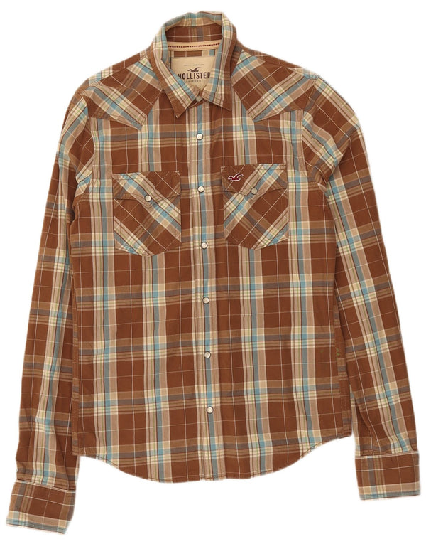 Hollister herreskjorte medium brun ternet bomuld