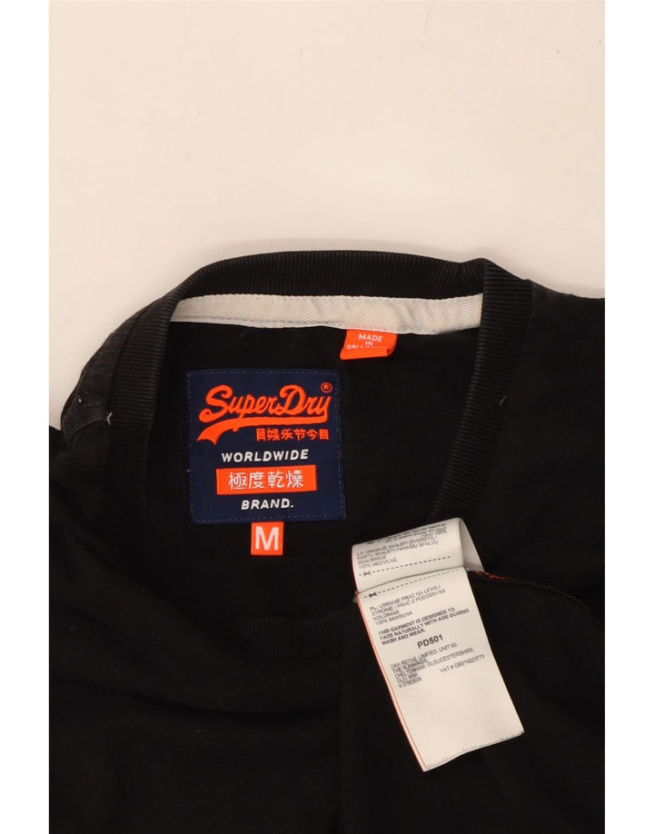 SUPERDRY Herre T-Shirt Top Medium Sort Bomuld