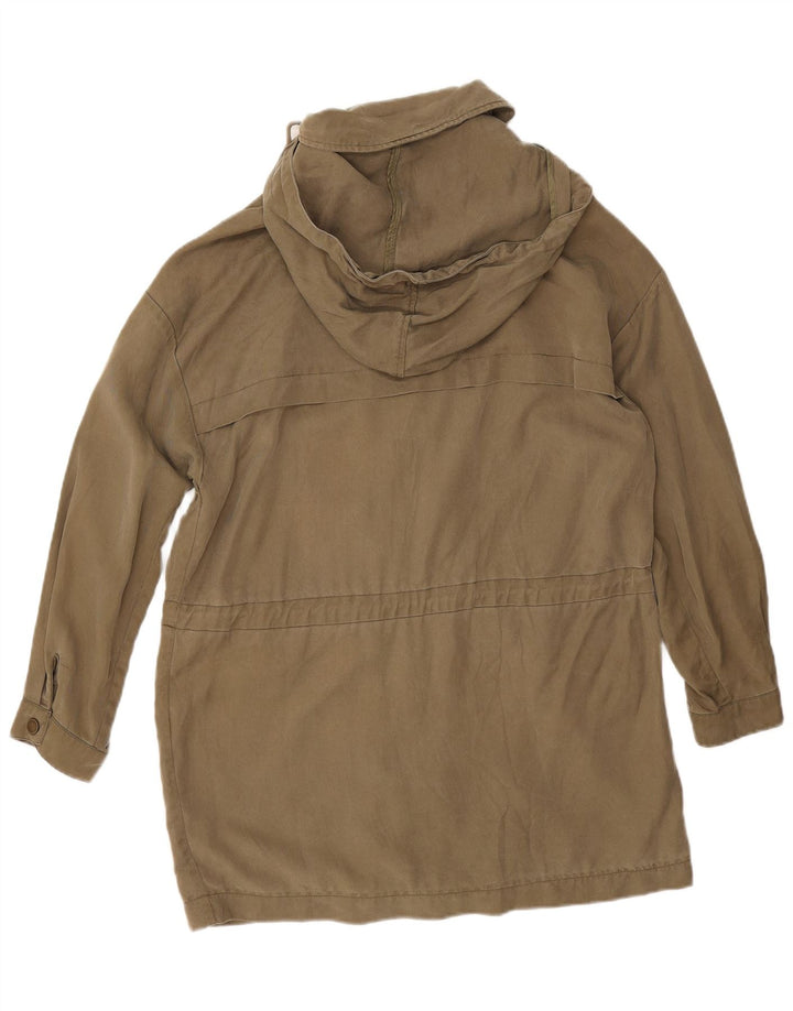Zara Dame Hætte Oversized Parka Jacket UK 14 Medium Khaki