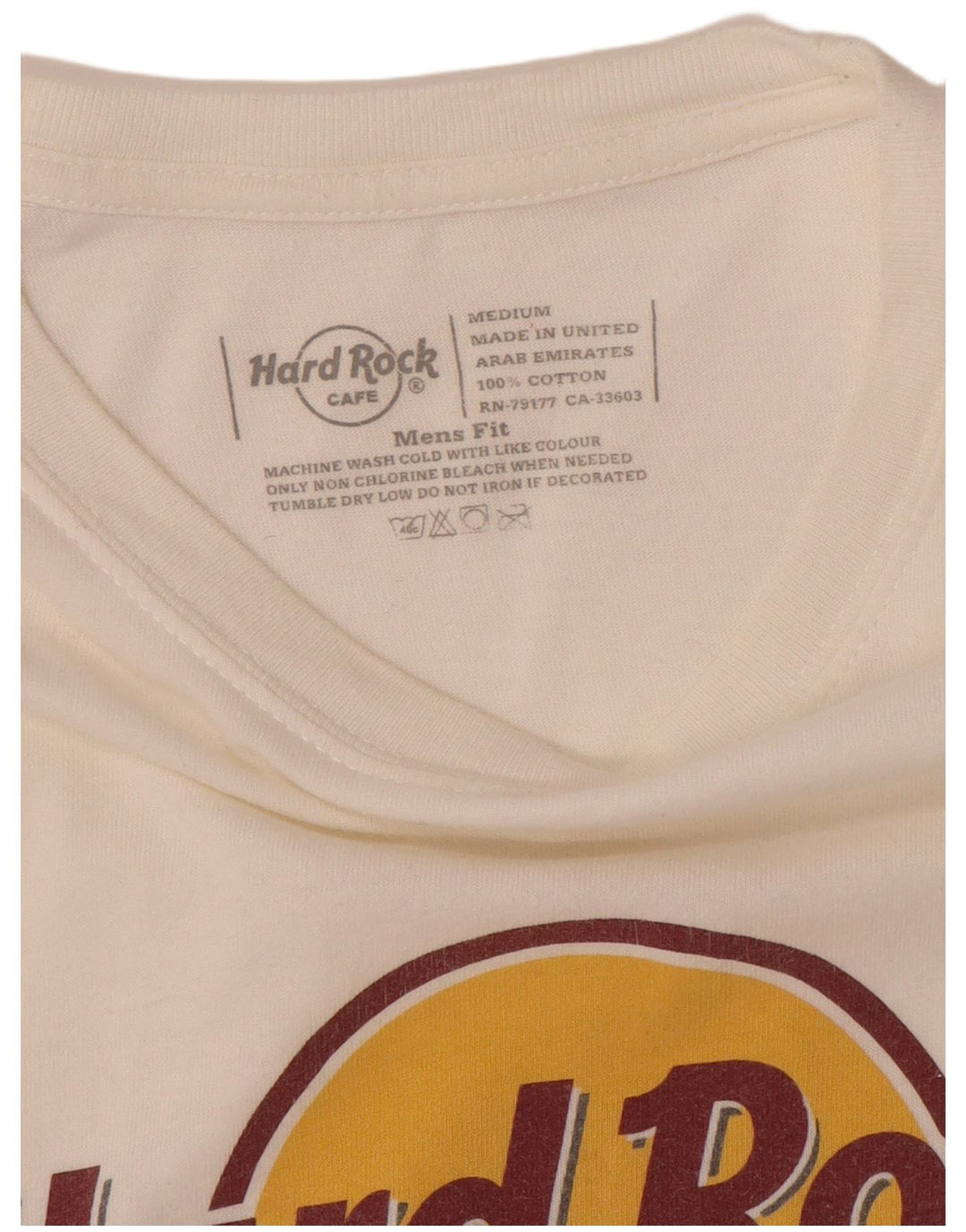 HARD ROCK CAFE Herre London Grafisk T-Shirt Top Medium Hvid Bomuld