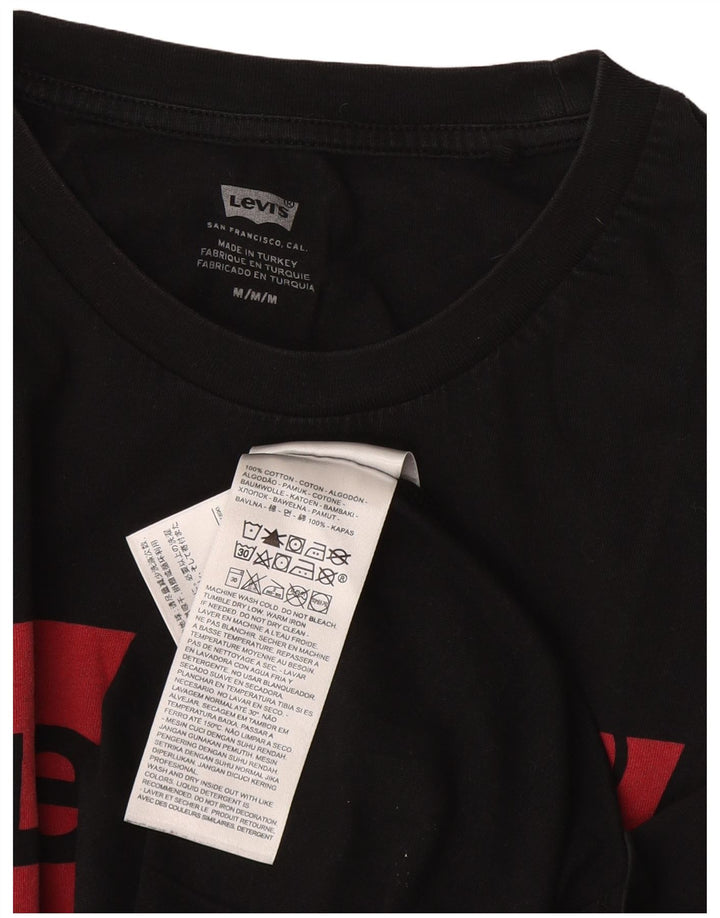 Levi's Dame Grafisk T-Shirt Top UK 14 Medium Sort Bomuld
