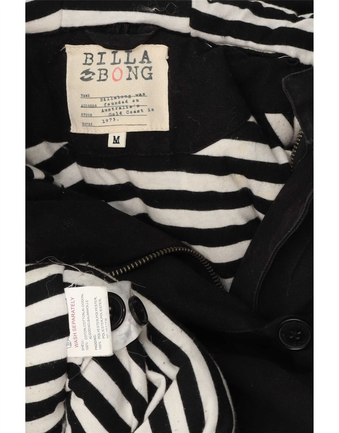 Billabong Dame Hooded Parka Jacket UK 14 Medium Black Bomuld