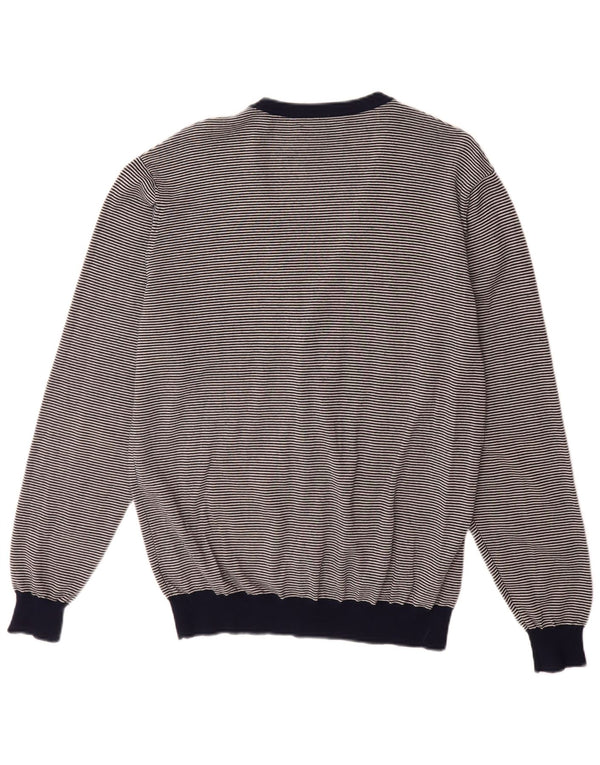 FRED PERRY Herre cardigan sweater XL Marineblå Nålestribet Merinould