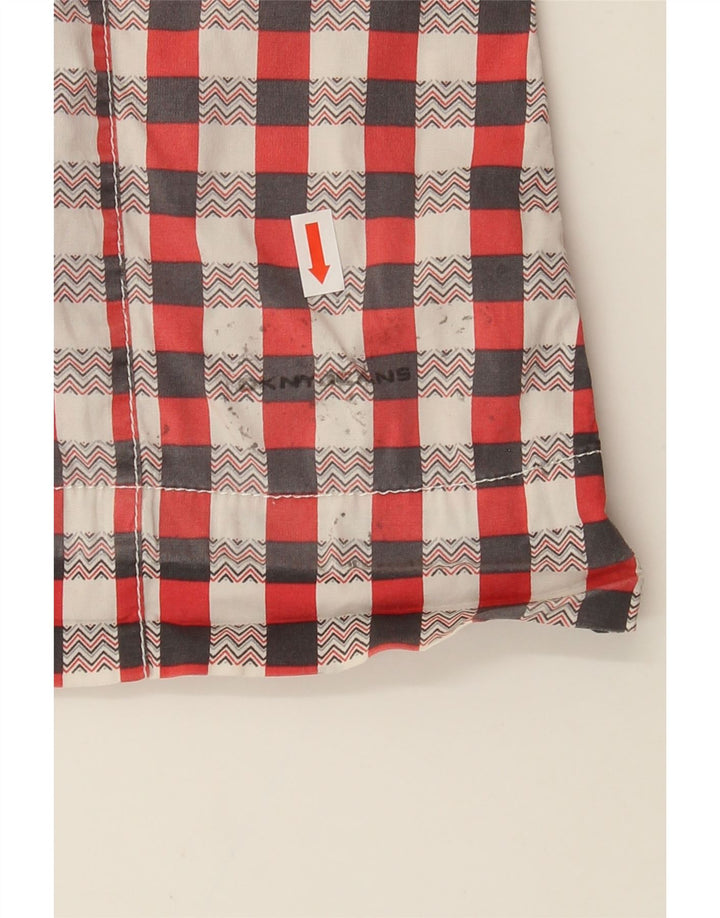 DKNY Mens Short Sleeve Shirt Medium Red Check Cotton Vintage Dkny and Second-Hand Dkny from Messina Hembry 