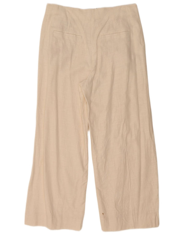 Marks & Spencer Womens High Waist Chino Trousers UK 14 Large W34 L27 Off Wh