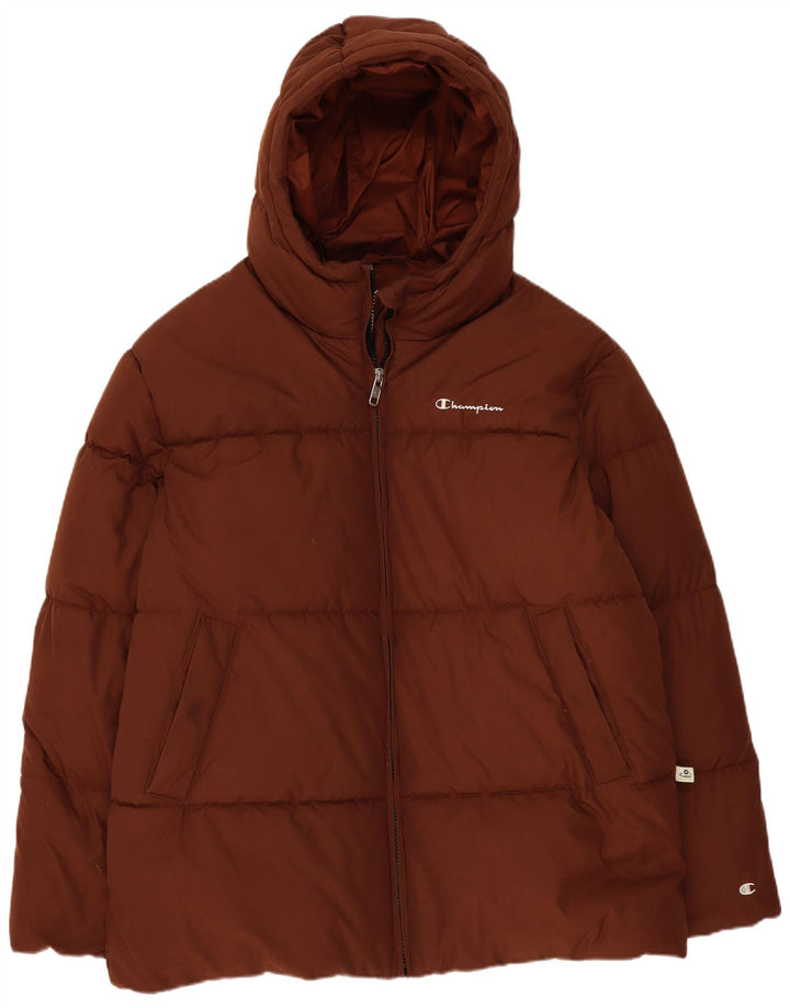 Champion Herre hættepolstret jakke UK 42 XL brun polyester