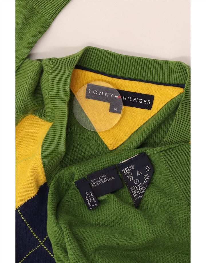Tommy Hilfiger Herre V-hals sweater Medium Green Argyle/Diamond